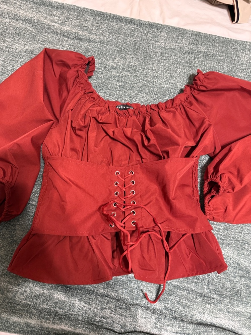 SHEIN Maroon Off-Shoulder Ruffle Top - Picture 3 of 4
